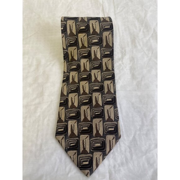 Calvin Klein Men's Brown/ Tan Silk Tie 59' x 4" SKU 2824 - Picture 1 of 3